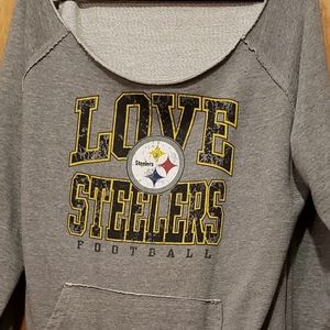 Steelers off the shoulder sweatshirt.